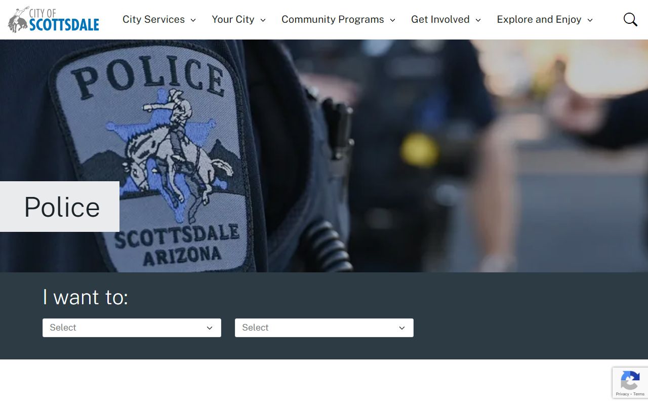 Scottsdale Police Department homepage for background check information