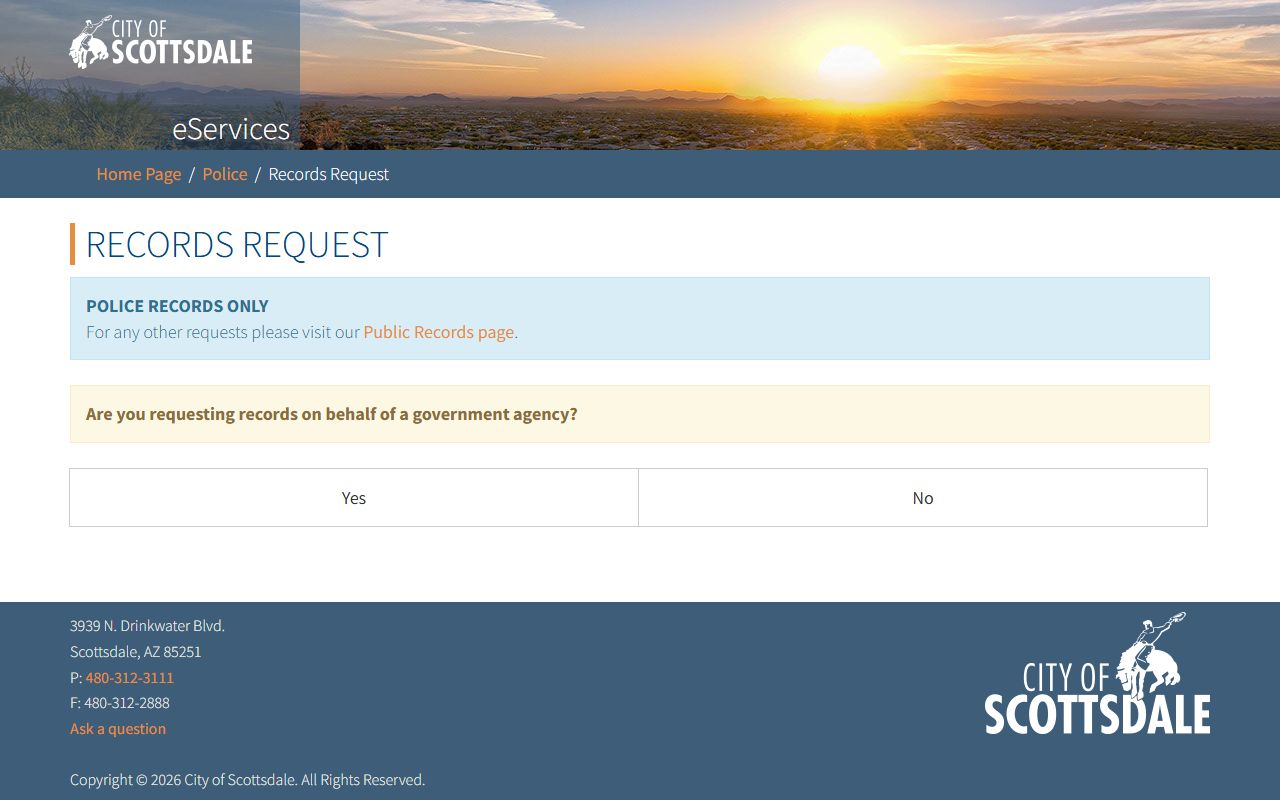 Scottsdale Police online portal for records requests