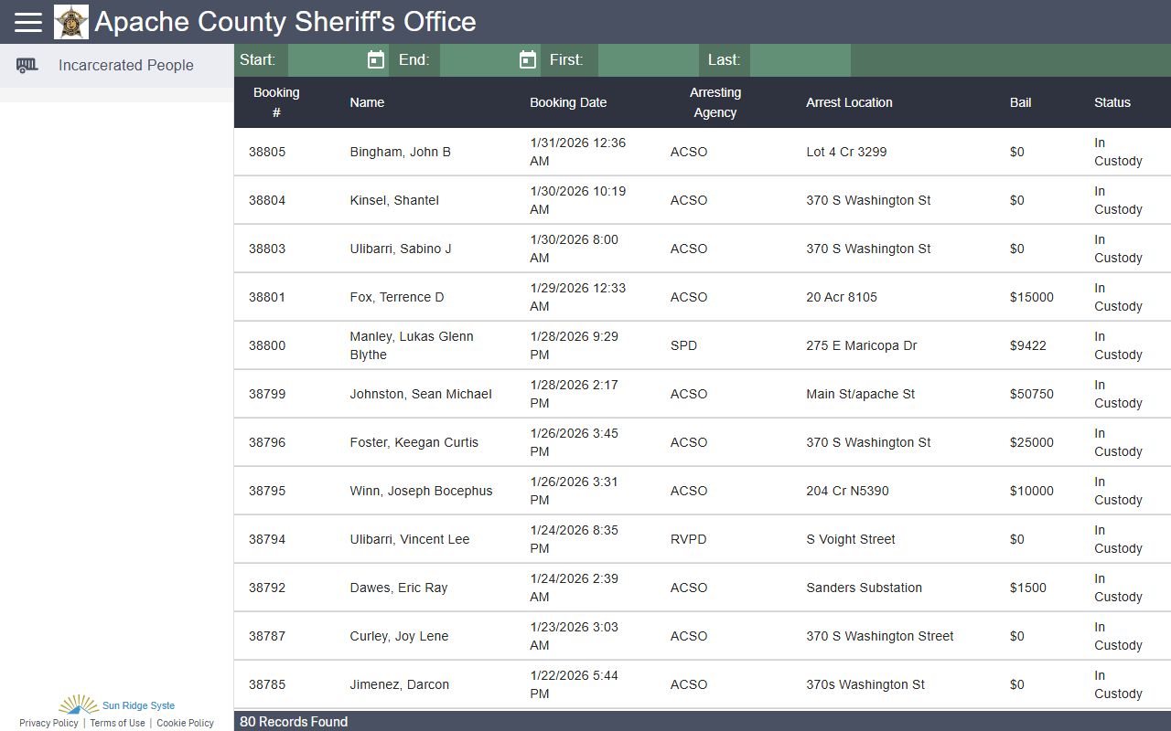 Apache County crime mapping portal for background check research