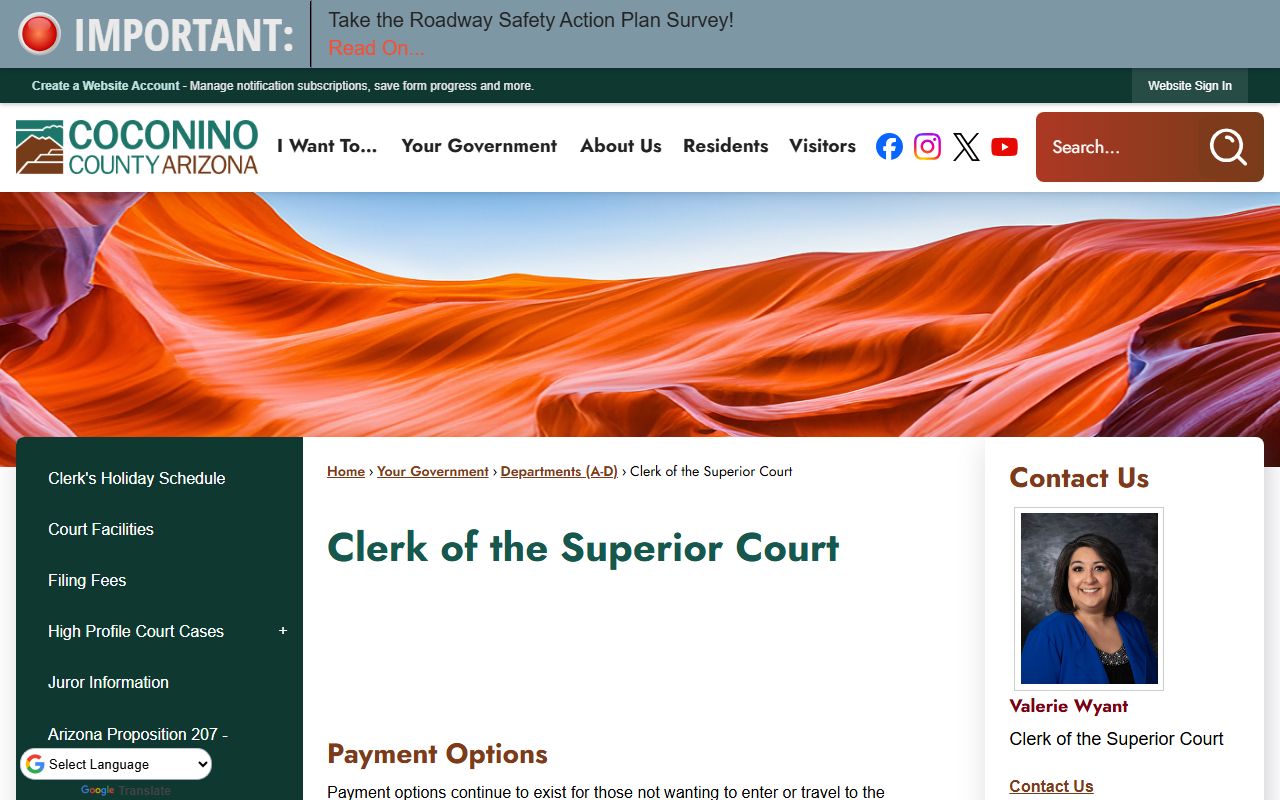 Coconino County Clerk of Superior Court page