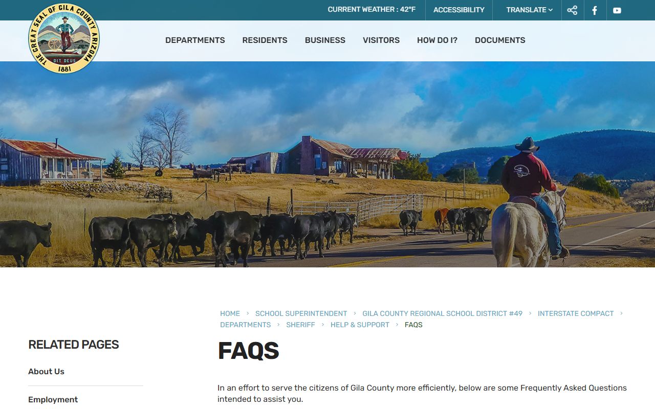 Gila County Sheriff FAQ page for background check information