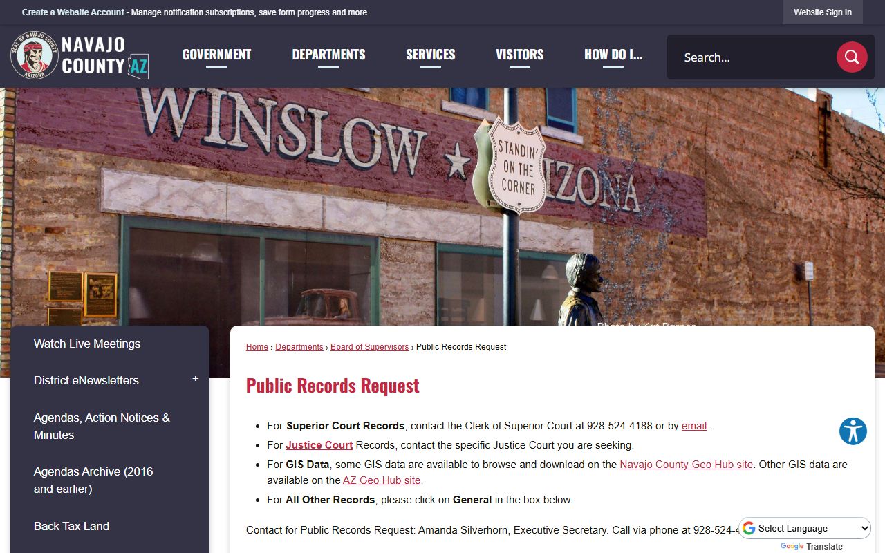 Navajo County public records request portal