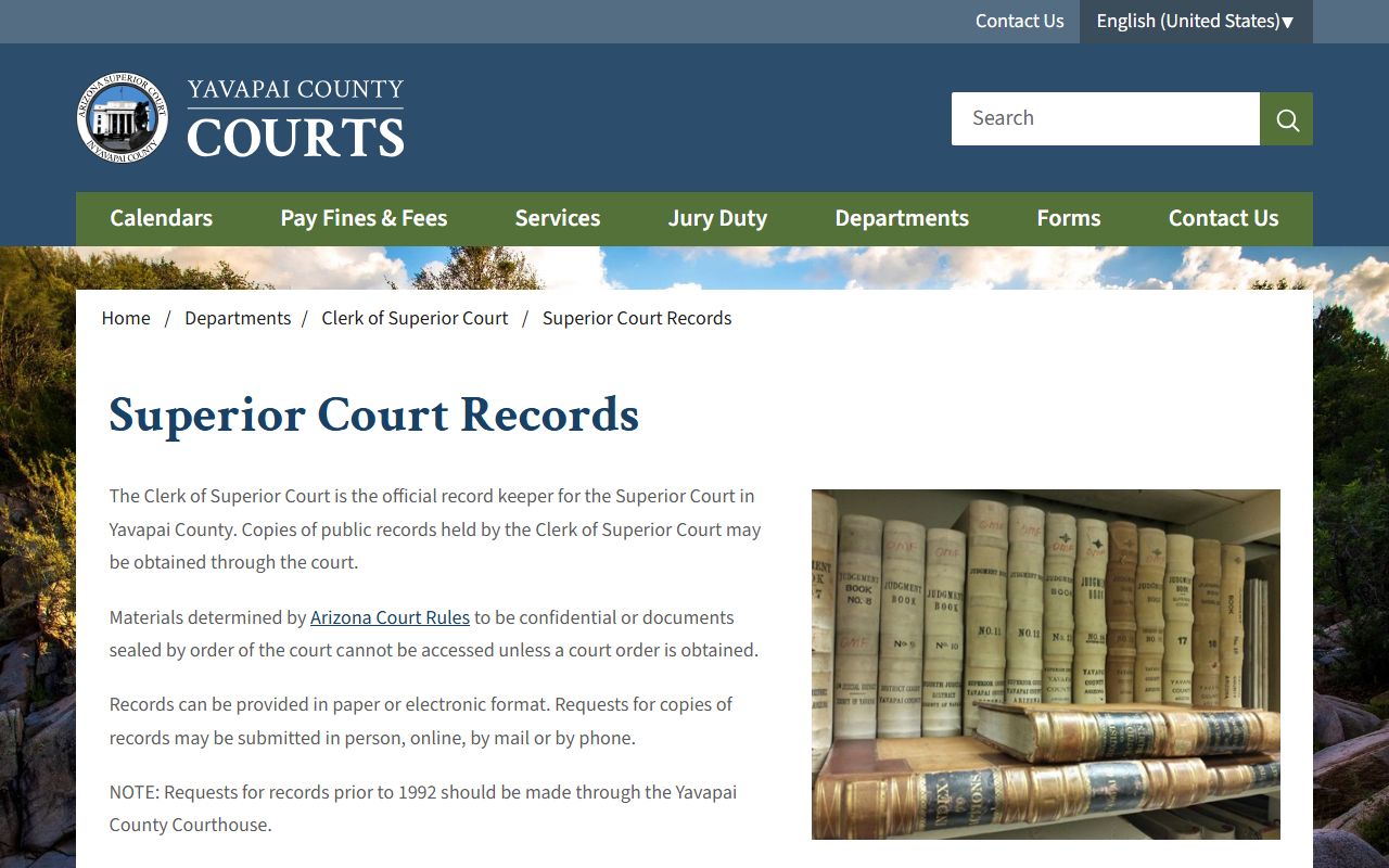 Yavapai County Superior Court records information